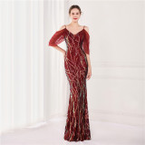Summer Sequin Strap Mermaid Long Evening Dress