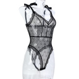 Sexy Sheer Bow Lace Bodysuit