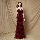 Summer Formal Sequins Strap Mermaid Evening Dress