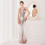 Summer Formal Sequin Sleeveless V-Neck Mermaid Evening Dress