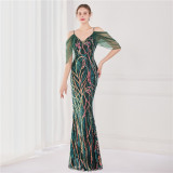 Summer Sequin Strap Mermaid Long Evening Dress