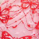 Sexy Butterfly Embroidery Lace-Up Three-Piece Lingerie Set