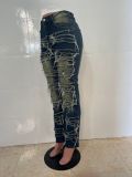 Women's Street Fashion Patch Denim Skinny Pants