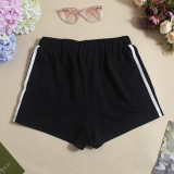 Women's Crop Hollow Contrast Low-Back Vest Shorts Two-Piece Set