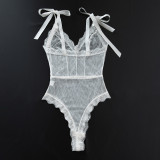 Sexy Sheer Bow Lace Bodysuit