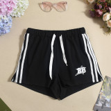 Women's Crop Hollow Contrast Low-Back Vest Shorts Two-Piece Set