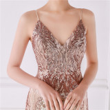 Summer Formal Sequin Sleeveless V-Neck Mermaid Evening Dress