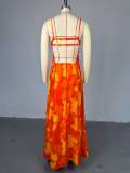 Women summer printed suspenders Strapless dress