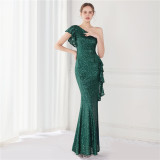 Summer Elegant One Shoulder Slit Cocktail Evening Dress