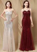 Summer Formal Sequins Strap Mermaid Evening Dress