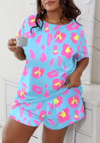 Fashion Plus Size Women's Print Short Sleeve Pajama Set Fashion Plus Size Women's Print Short Sleeve Pajama Set
