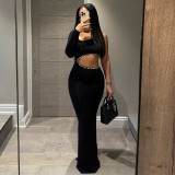 Women's Summer Trendy Hollow Diamond Single-Sleeve Long Dress