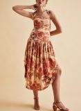 Women Holidays cross-strap print dress