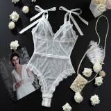 Sexy Sheer Bow Lace Bodysuit