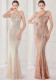 Spring Elegant Bling Bling Sequins One Shoulder Sleeveless Mermaid Formal Cocktail Evening Dress