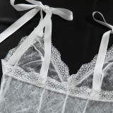 Sexy Sheer Bow Lace Bodysuit