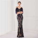 Summer Sequin Strap Mermaid Long Evening Dress