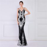 Summer Formal Sequin Sleeveless V-Neck Mermaid Evening Dress