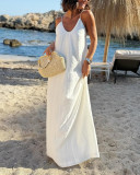 Women Summer Casual Backless Holidays Beach Maxi Dress