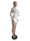 Women Spring Backless Top and Lace Shorts Two Piece Set