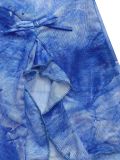 Women Two Mesh Sexy Camisole Top and Irregular Slit Skirt Two-Piece Set
