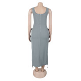 Women Elegant Casual Cargo Sleeveless Dress