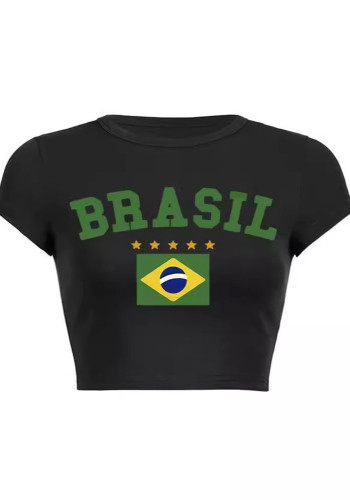 Women Street Print Crop Top T-Shirt