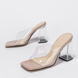 Women Square Toe Block Heel High Heel Sexy Summer Sandals heels