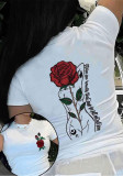 Women Vintage Print Round Neck Casual Short Sleeve Top