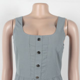 Women Elegant Casual Cargo Sleeveless Dress