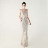 Women clothing beaded tube embroidery tassel sequins beaded Formal Party evening dress