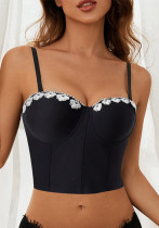 Women French Fishbone Diamond and Pearl Fishbone Corset