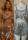 Women Poly Sequin Acrylic Top and Skirt Two-piece Set