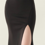 Women clothing cross pleated hollow mesh V Neck Formal Party evening dress