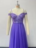 Off-Shoulder Straps Sequin Mesh Patchwork Elegant Party Dress