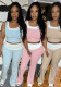 Women Casual Stretchy Patchwork Contrast Ribbed Sleeveless Tank Top and Pants Two-piece Set