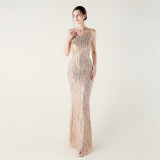 Women clothing beaded tube embroidery tassel sequins beaded Formal Party evening dress