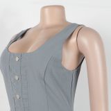 Women Elegant Casual Cargo Sleeveless Dress