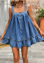 Women Summer Denim Sleeveless Dress Women Summer Denim Sleeveless Dress