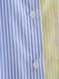 Summer Contrast Stripes Color Matching Loose Shirt