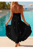 Sexy Strap V-Neck Rhinestones Holidays Style Fashion Chic Slit Long Dress