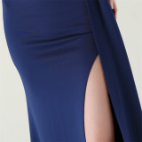 Women clothing fishbone fixed beaded tube embroidery V Neck Formal Party fishtail evening dress