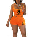 Summer Street Trendy Women's Strap Two Piece Shorts Set