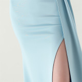 Women clothing fishbone fixed beaded tube embroidery V Neck Formal Party fishtail evening dress