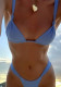 Women Solid Color Knotted Triangle Lace-up Bikini Two-Piece Swimsuit