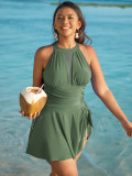Plus Size Women's Swimming Dress One-Piece Swimsuit