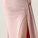 Women Beaded Tube Embroidery Beaded Fishbone Waist Formal Party Evening Dress