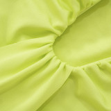 Women Elegant Halter Neck V-neck Bcakless Lace-up Gathered Maxi Dress