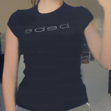 Summer Letter Bead Slim Fashion Street Round Neck Women's Crop Top