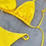 Solid Color Lace-Up Sexy Bikini Two-Piece Swimsuit